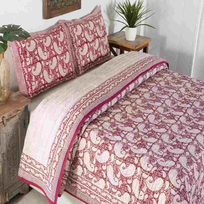 Anokhi Indian Jaipuri Block Print Quilt Printed Reversible Razai Cotton Handmade Floral Quilt, hot Jaipuri razai, Bedspread Comforter