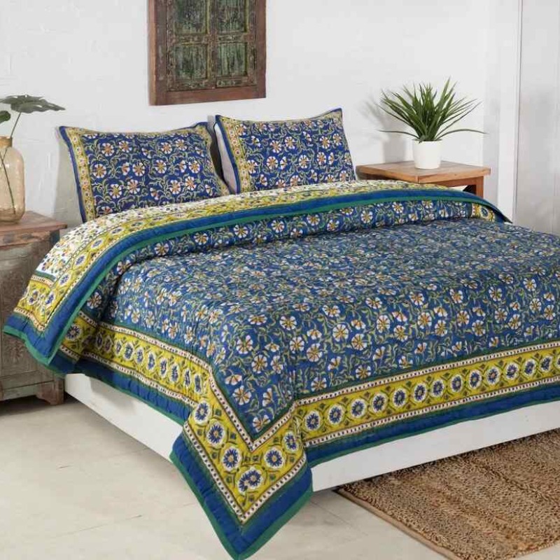 Indian Reversible Queen Quilts/Jaipuri Razai/Soft Twin Queen Quilt/Hand Block Print Quilt /Jaipuri on sale Famous Quilt/Queen size Quilt